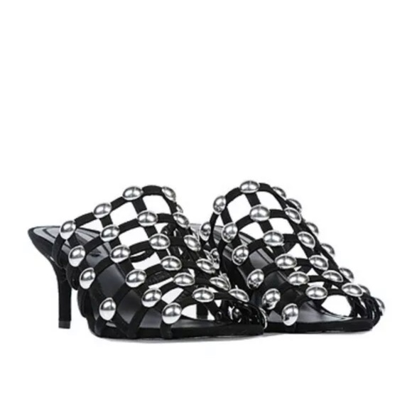 Alexander Wang Sofia Kitten Heel Sandal Mules Shoes Size  39 - Picture 2 of 11